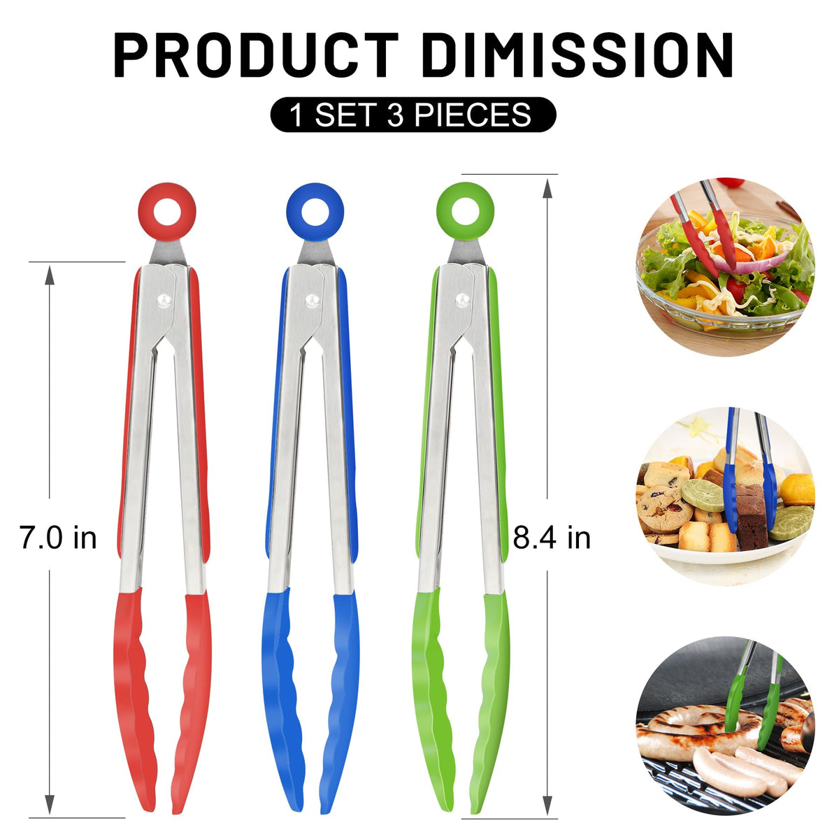 Hotec mini tongs 7 inch blue for salads