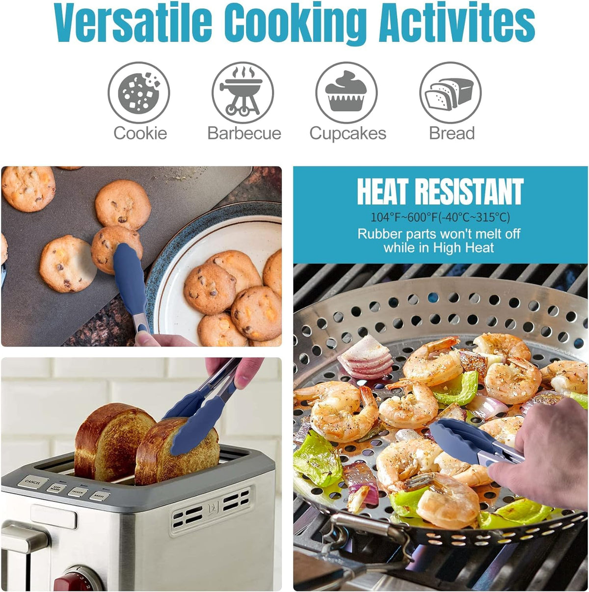HOTEC mini silicone tongs locking mechanism simplifies storage after cooking