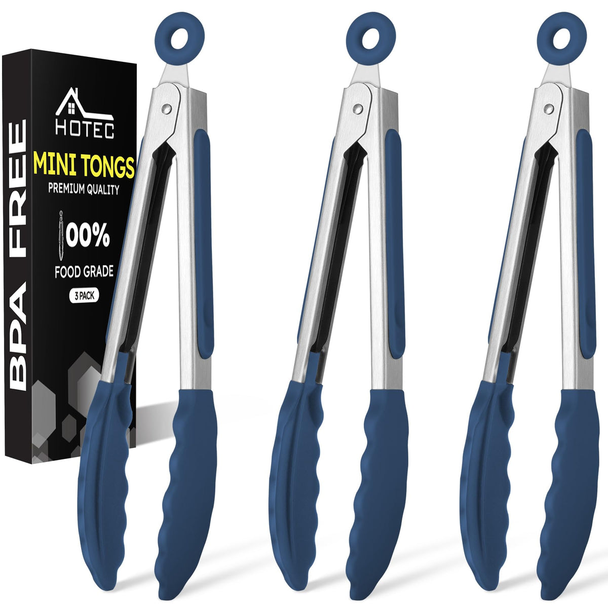 HOTEC mini silicone tongs silicone-tips ideal for delicate salads and light appetizers