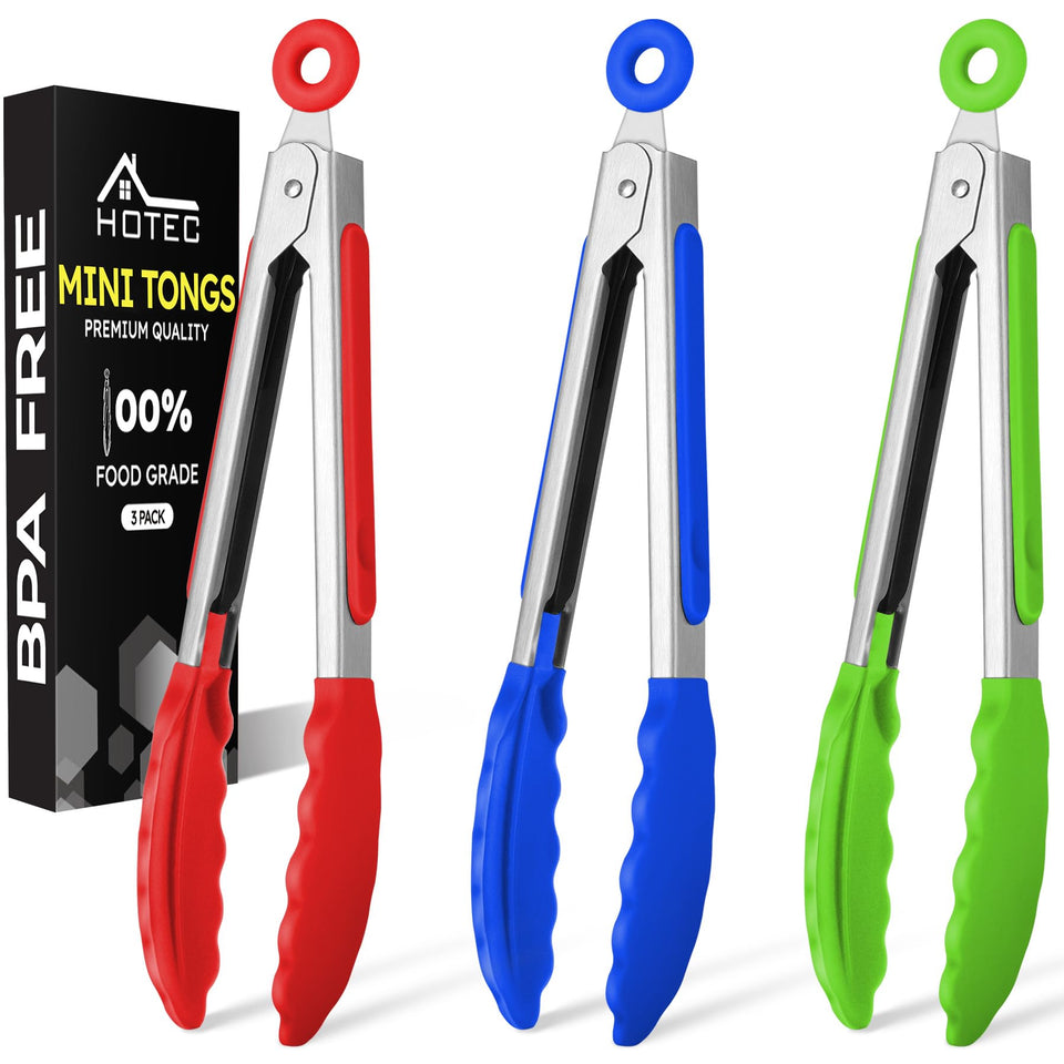 Hotec mini tongs 7 inch red for precise serving