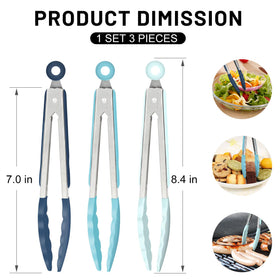 Hotec mini silicone tongs blue hanging loop for quick access