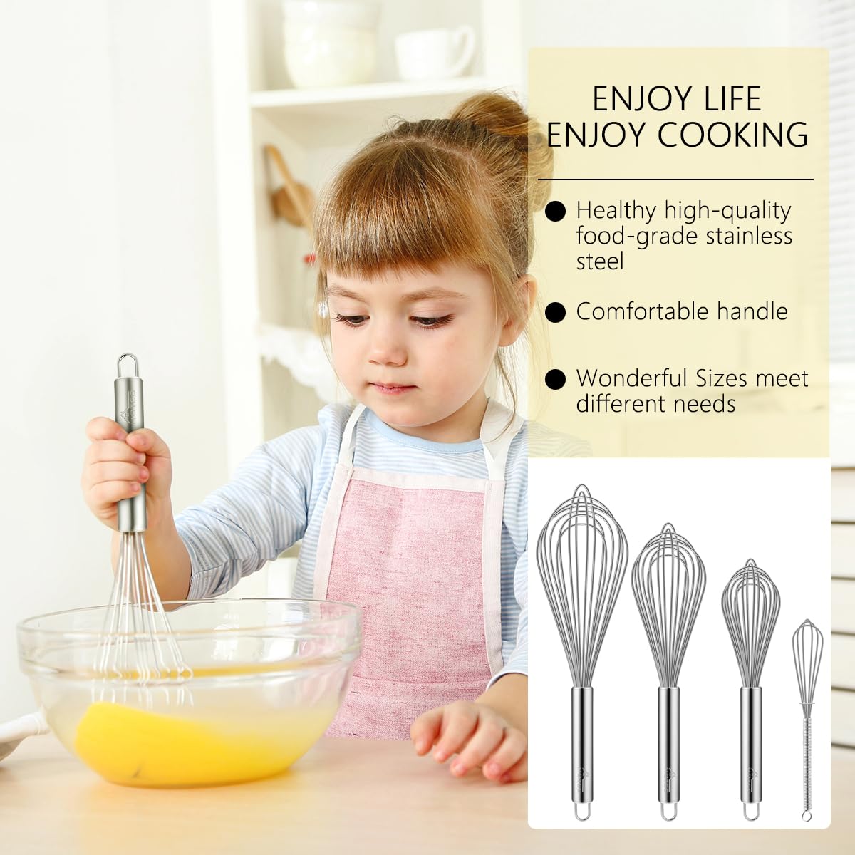 HOTEC mini whisk 6.7-inch ideal for small bowls and precise whisking.