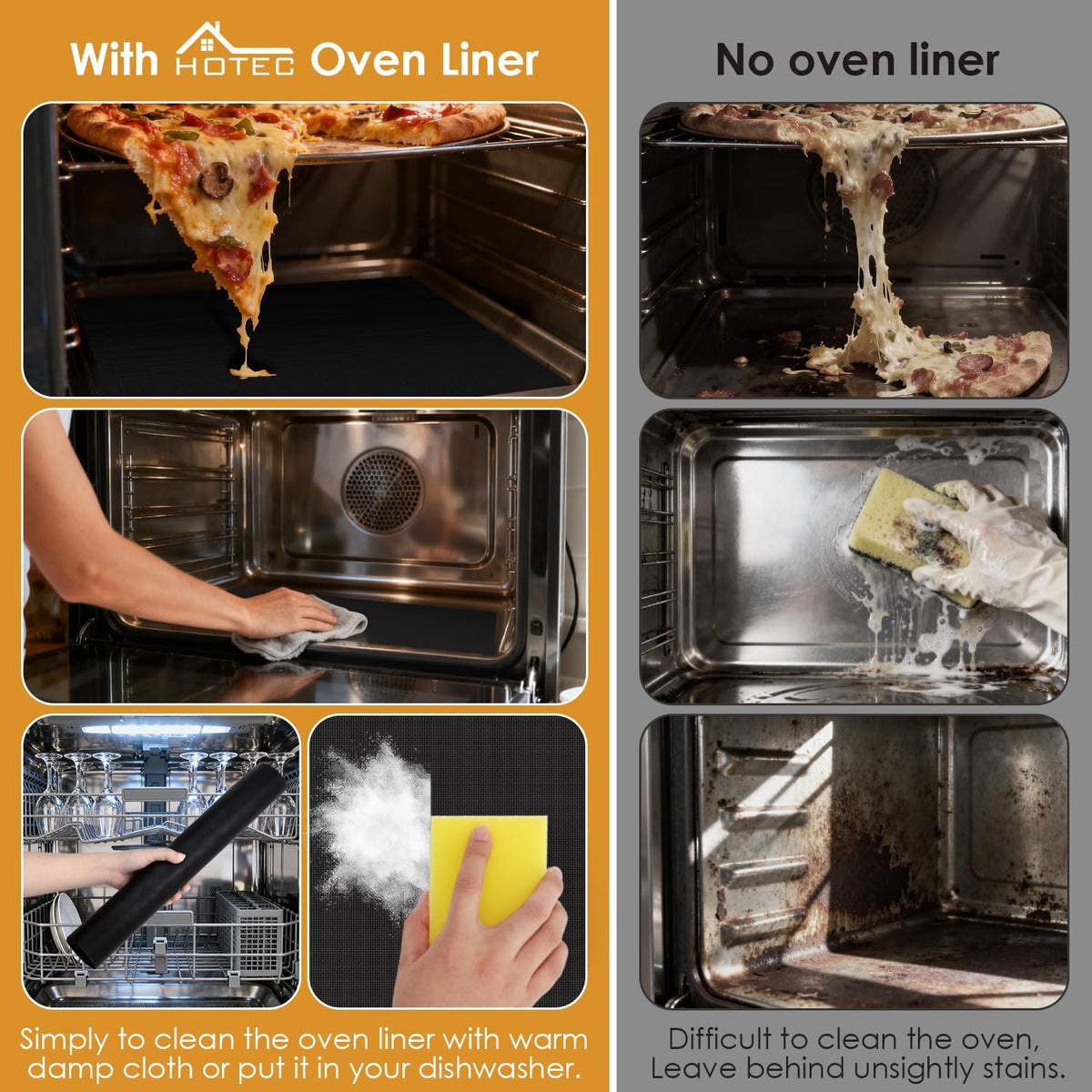 HOTEC liner is dishwasher safe for quick cleaning after meals.