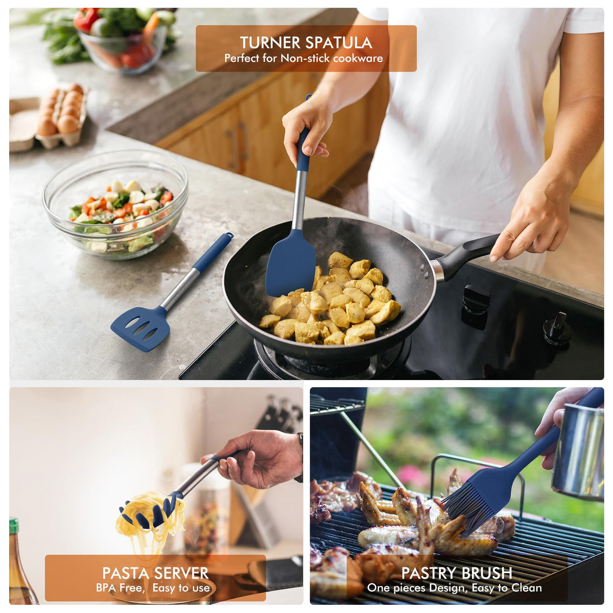 HOTEC pasta server and turners for serving and turning with care.