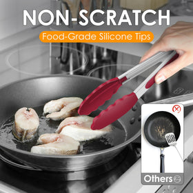 Hotec Premium 12-inch locking tongs with silicone tips for reach and control
