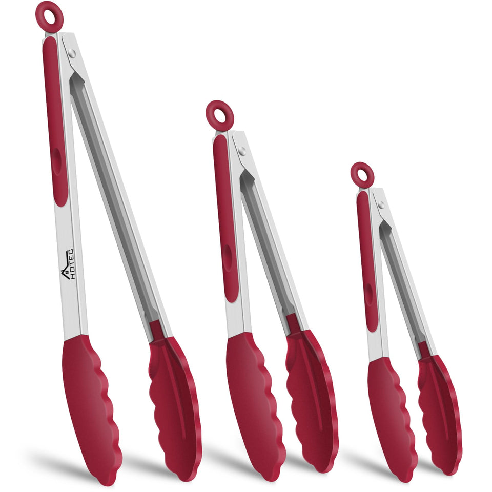 Hotec Premium 7-inch locking tongs with silicone tips for precise cooking