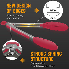 Hotec silicone-handled tongs provide comfortable grip and non-slip control
