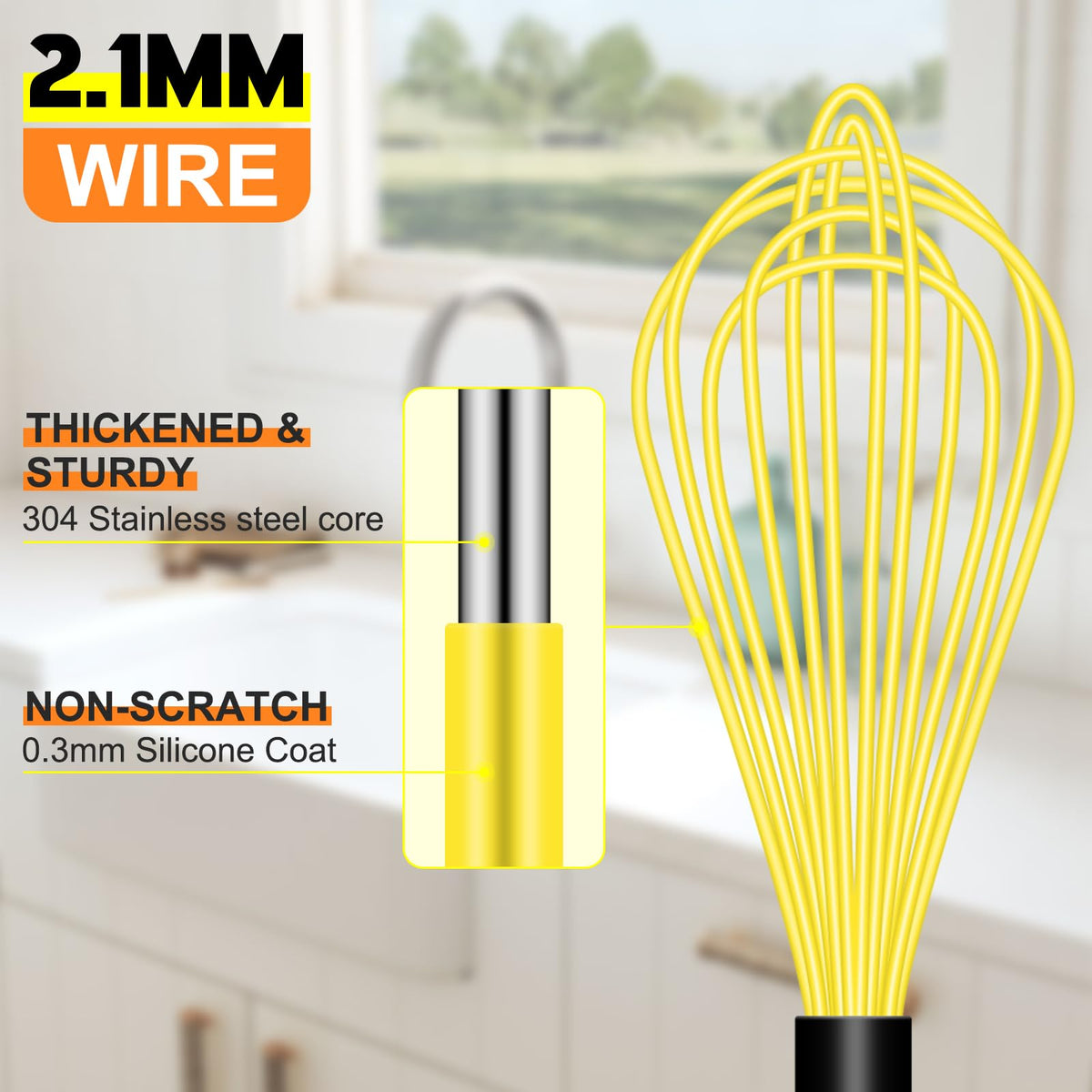 HOTEC 8.5-inch silicone whisk ideal for small bowls and dressings.