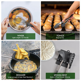 HOTEC slotted spatula draining liquids smoothly during cooking