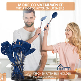 HOTEC stainless steel utensil holder keeps tools organized on the counter.