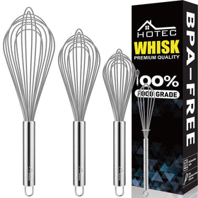 HOTEC four-piece whisk set for versatile stirring and blending in the kitchen.