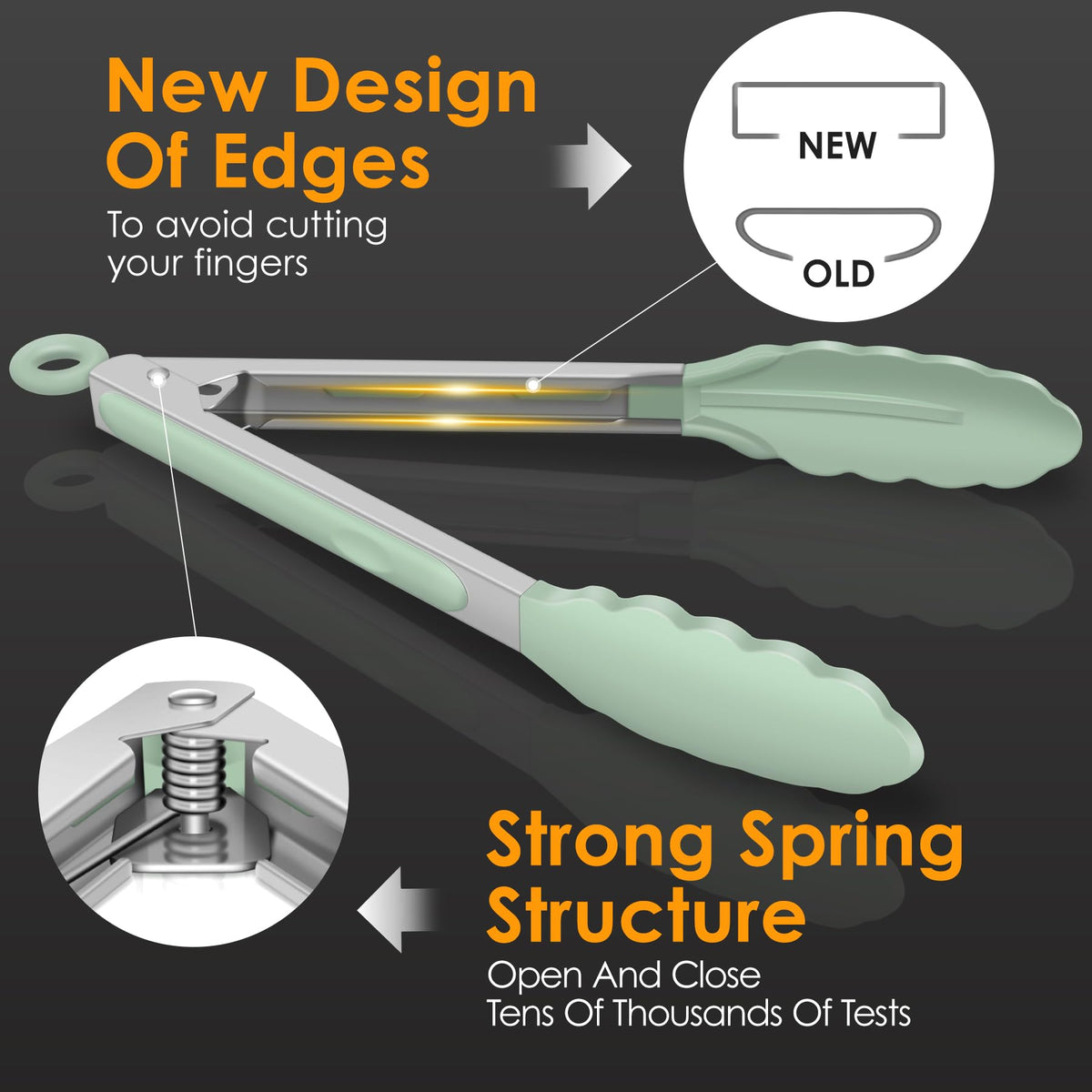Hotec tongs with locking ring for easy storage