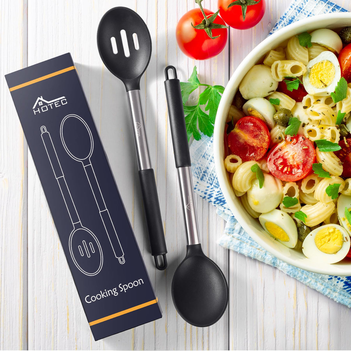 HOTEC two-piece spoon set supports multiple kitchen tasks.