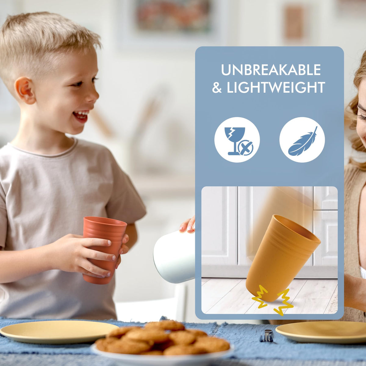 HOTEC unbreakable plastic cups designed for kids and outdoor activities.