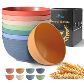 HOTEC wheat straw bowls in a colorful set for daily cereals and snacks