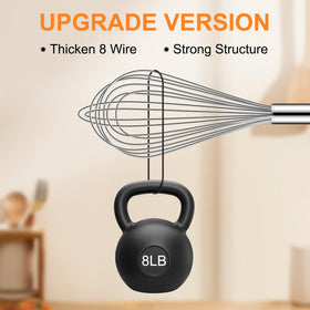 HOTEC 12-inch whisk handles bigger mixes and airy mousses.