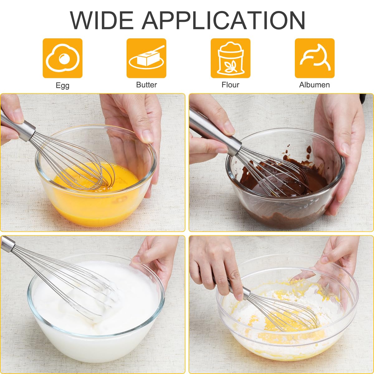 HOTEC 9.25-inch whisk for eggs, sauces, and batter in larger vessels.