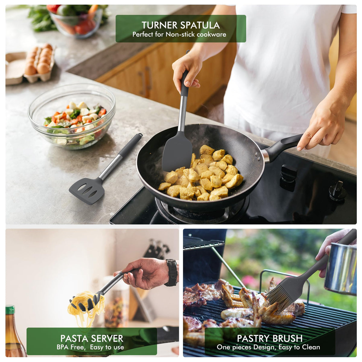 HOTEC whisk and basting brush with heat-safe silicone heads