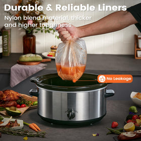 Hotensil liner guards against leaks and punctures for mess-free cooking.