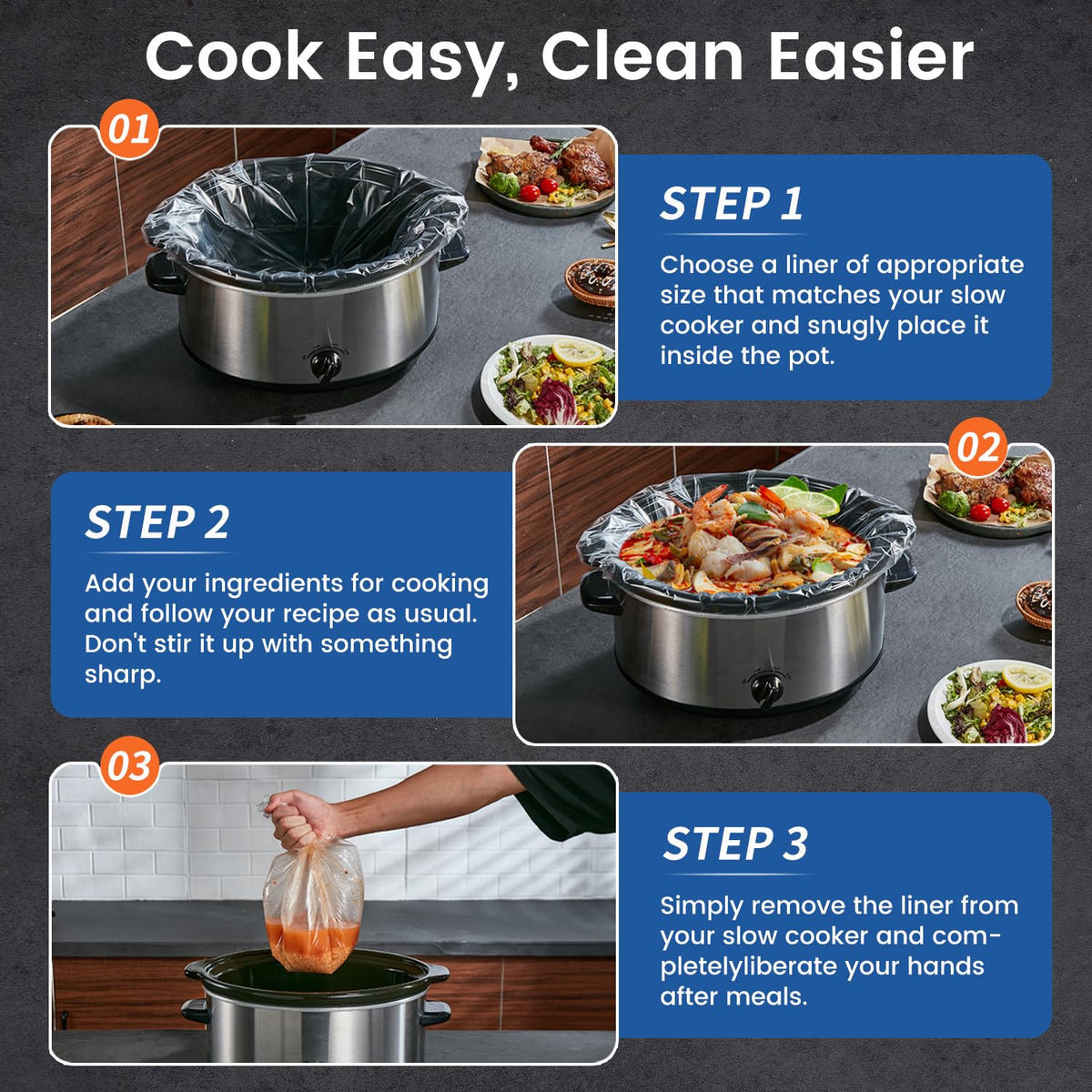 Hotensil liner supports two-dish meals by using two liners.