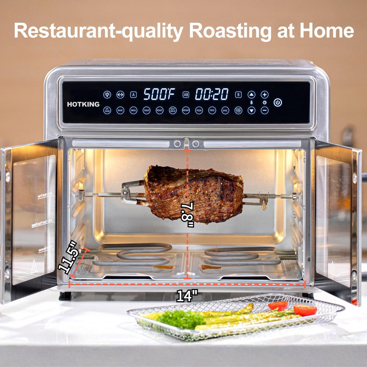 HotKing 10-in-1 presets with touchscreen for versatile cooking.