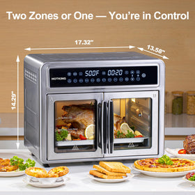 HotKing dual-zone 28QT interior view showing spacious cooking space.