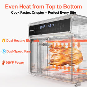HotKing rotisserie and dehydrator functions expand meal possibilities.