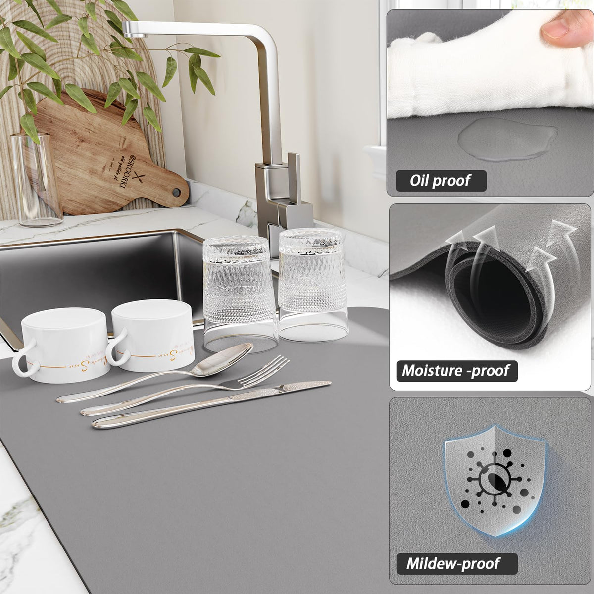 HotLive absorbent microfiber layer soaks up water fast for a neat counter