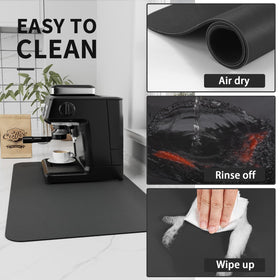 HotLive coffee mat placed under coffee maker for stable, non-slip use.