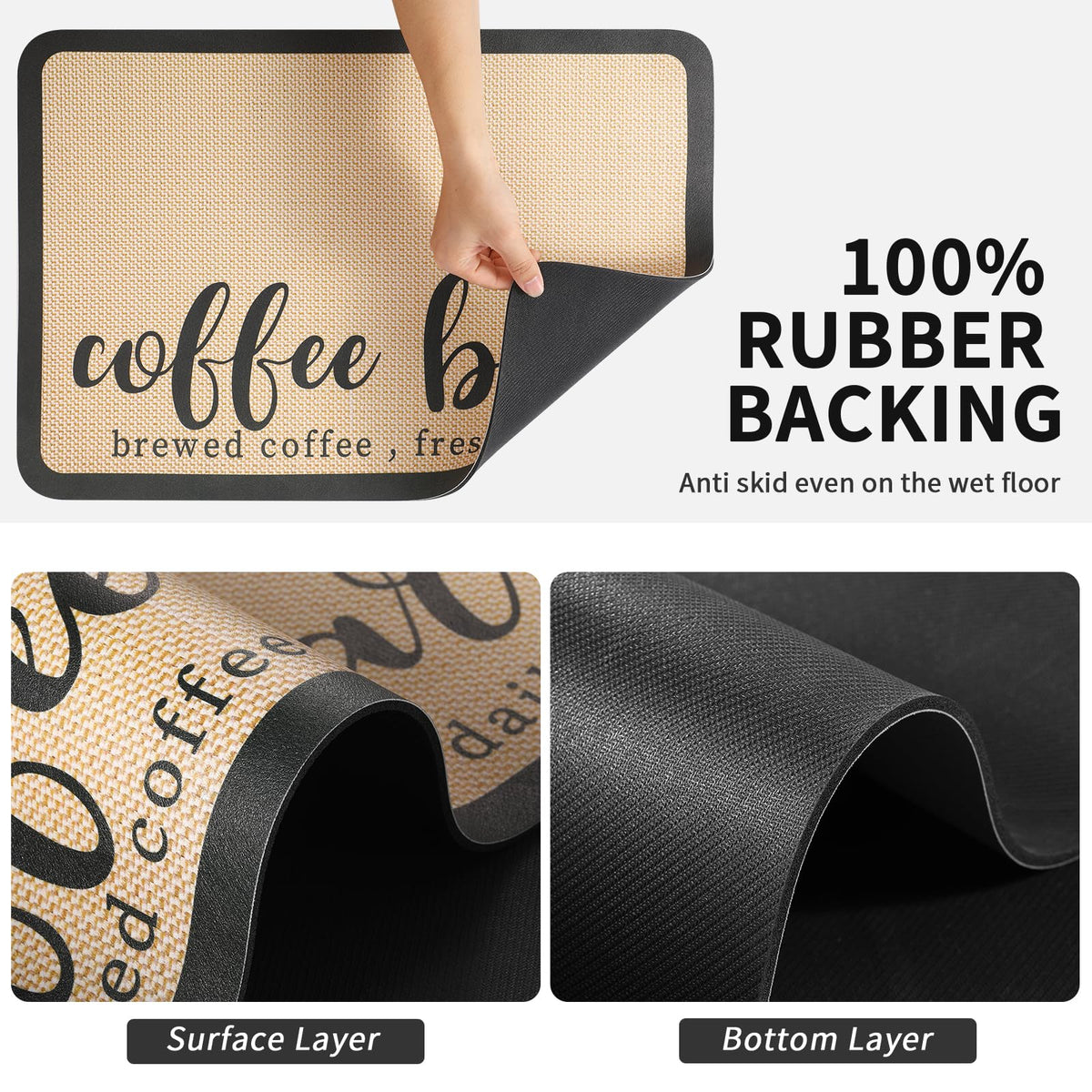 HotLive coffee mat under a coffee maker protects the counter from water.