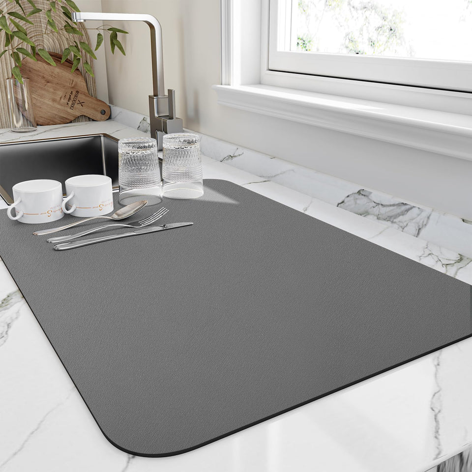 HotLive dish drying mat 16x18 absorbs water quickly, keeping counters dry.