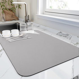 HotLive dish drying mat 16x20 on counter dries dishes quickly and cushions glassware
