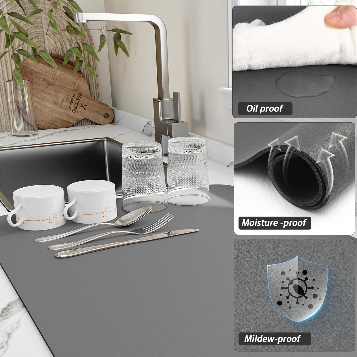 HotLive mat features a heat-resistant surface for hot items on counters.
