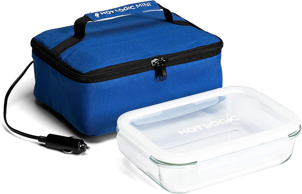 HOTLOGIC Mini blue lunch box with glass container for reheating meals at work