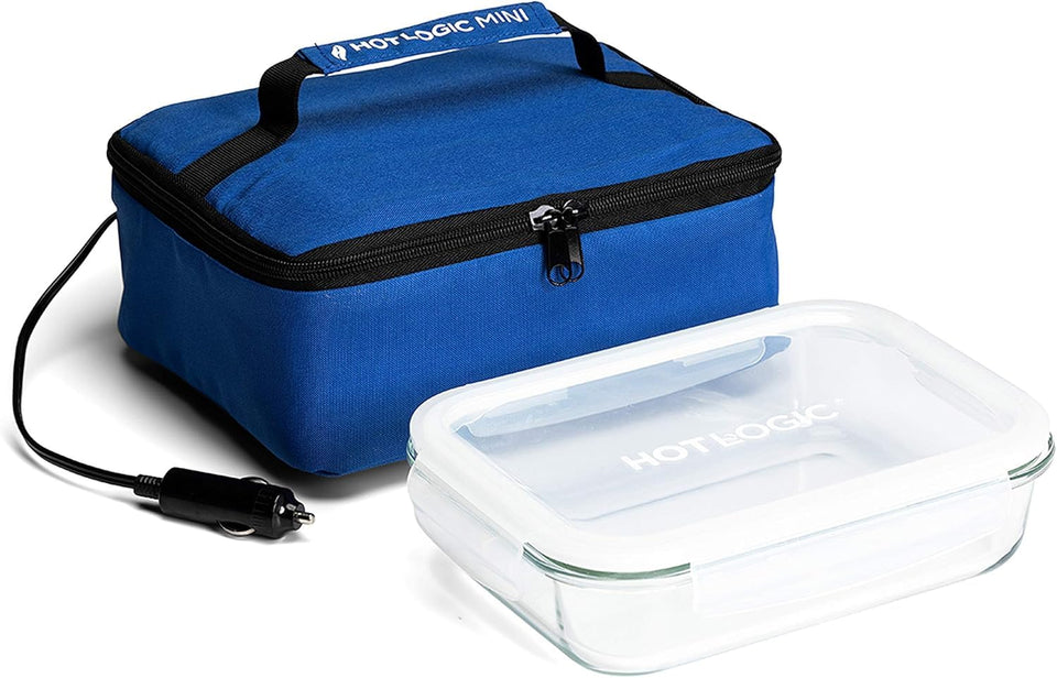 HOTLOGIC Mini blue lunch box with glass container for reheating meals at work