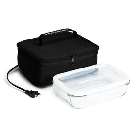 HOTLOGIC Mini glass container with locking lid for safe meal transport.