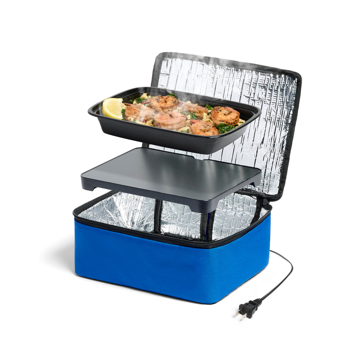 HOTLOGIC Mini in use during lunch break, heating a fresh meal on the go.