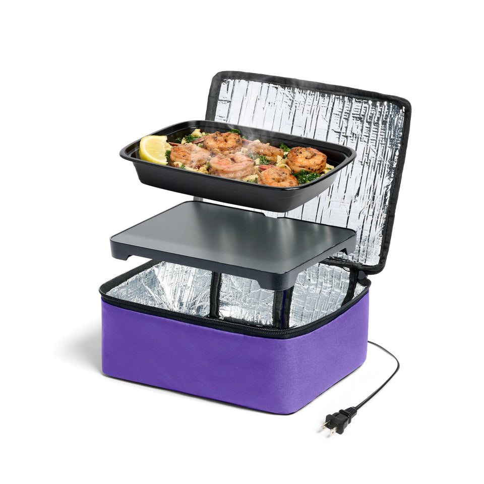 HotLogic Mini lunch box on a desk for a hot, ready-to-eat meal.