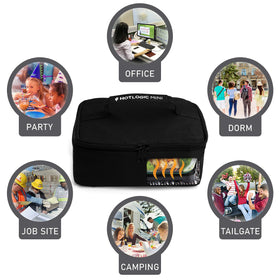 HOTLOGIC Mini portable electric lunch box ready for desk or travel use.