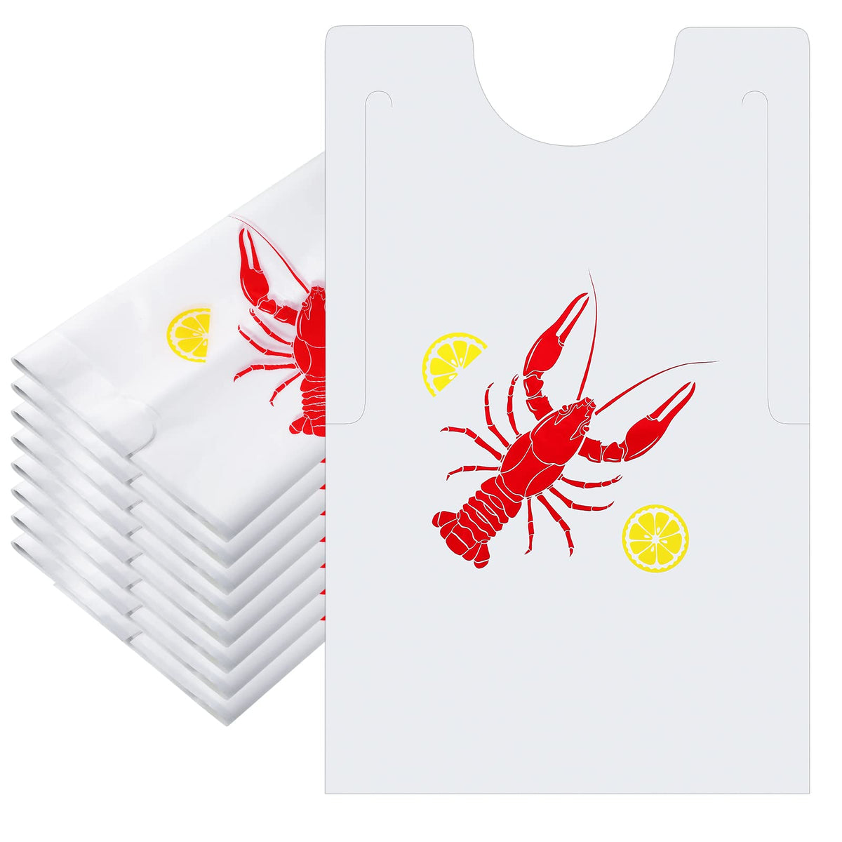 Hotop crawfish bib pattern with red crustacean print for seafood feasts.