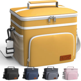 HOTOR insulated lunch box yellow front view, ideal for on-the-go meal freshness.