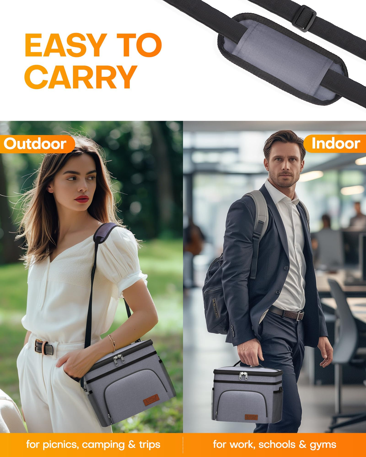 HOTOR lunch bag with top handle for quick grab-and-go