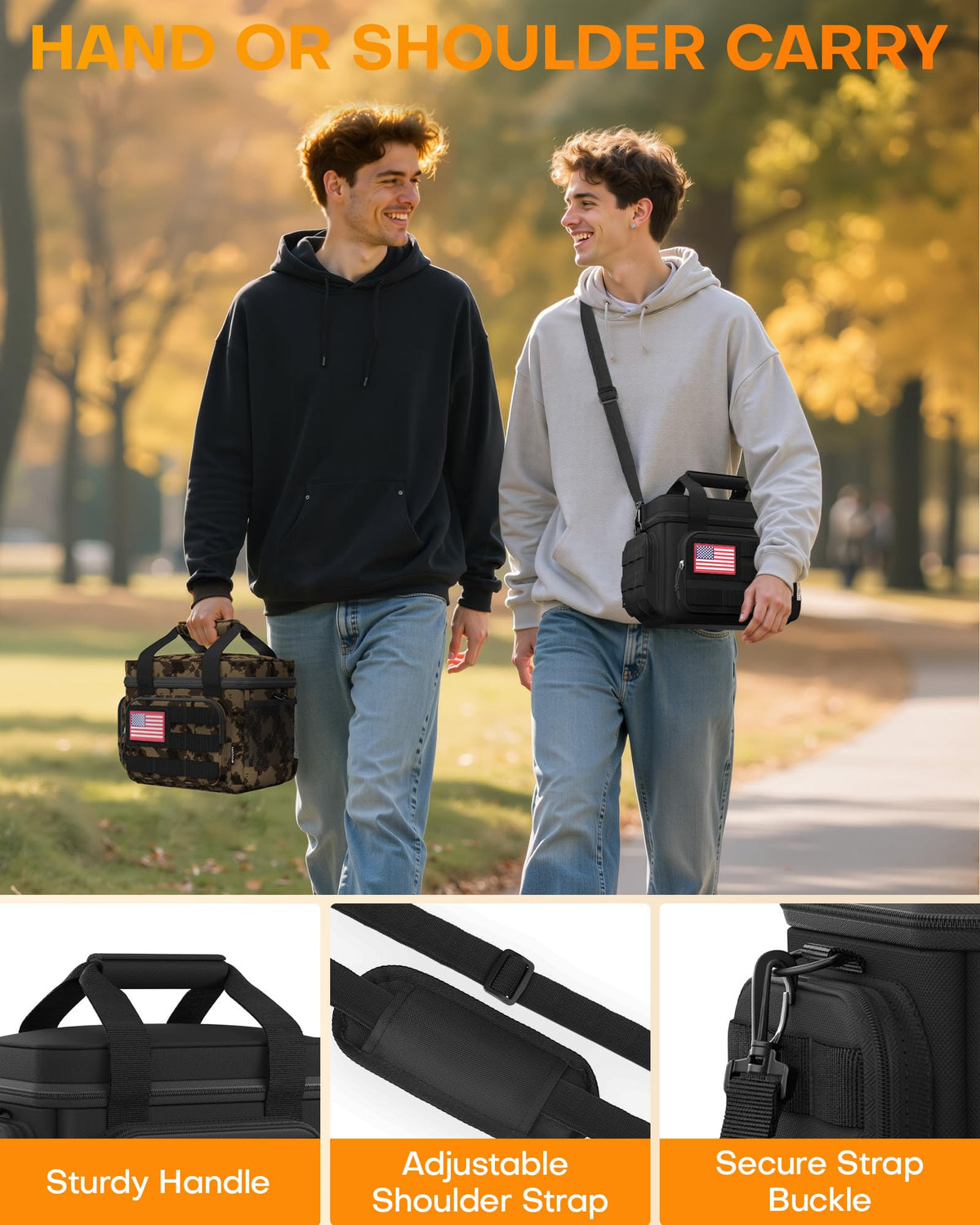 HOTOR lunch box MOLLE webbing enables attaching accessories for daily versatility.