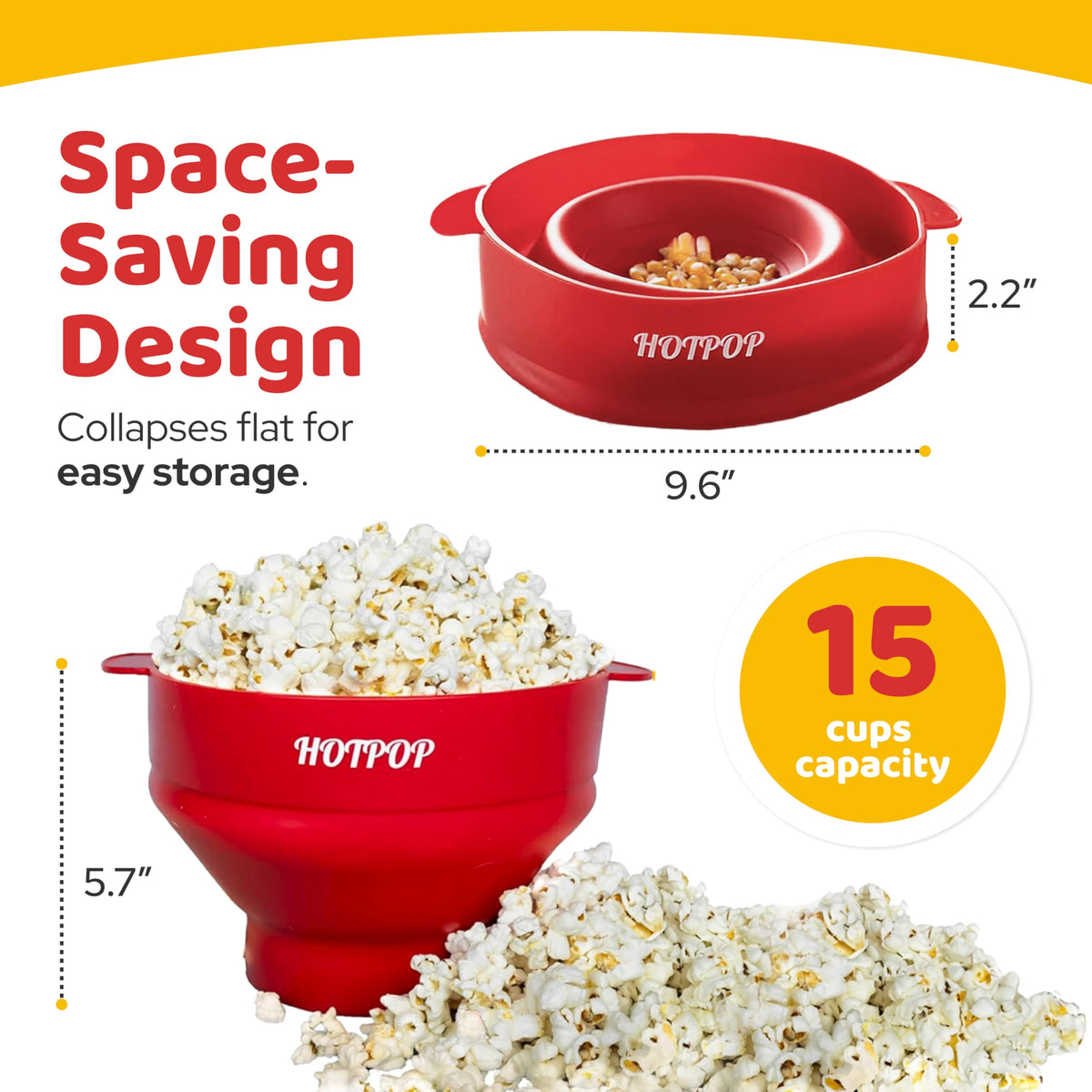 HOTPOP microwave popcorn maker with heat-resistant silicone, durable daily use.