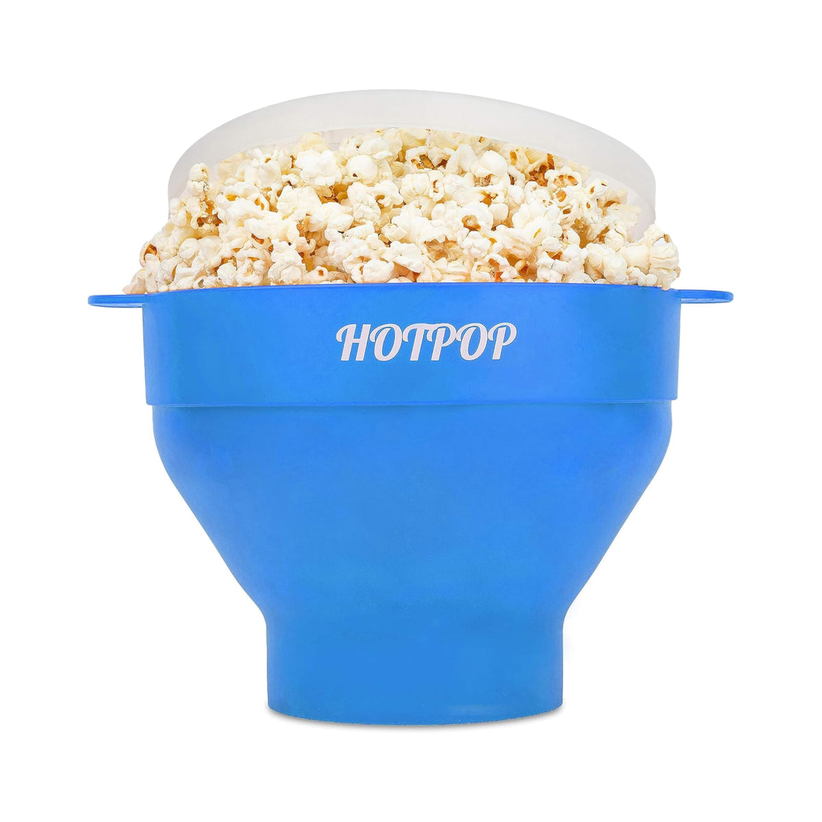 HOTPOP popcorn popper in azure bowl offers quick, healthy snacks.
