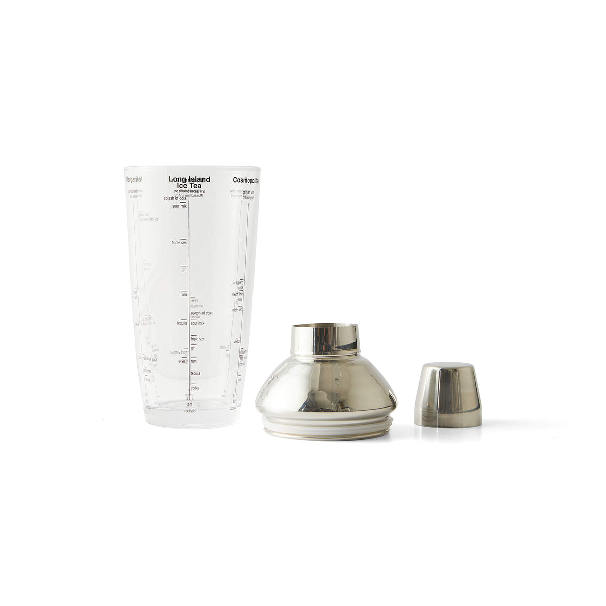 Houdini 24oz glass cocktail shaker seal close-up demonstrates leak-proof performance.