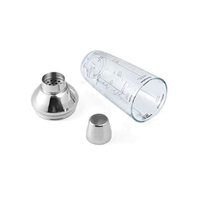 Houdini 24oz glass cocktail shaker with recipe cards for quick, flavorful cocktails.