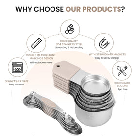 HOUJIP cups feature double markings for quick, readable measurements during cooking.