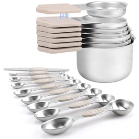 HOUJIP heavy-duty 304 stainless steel measuring cups provide precise dry and liquid measurements.