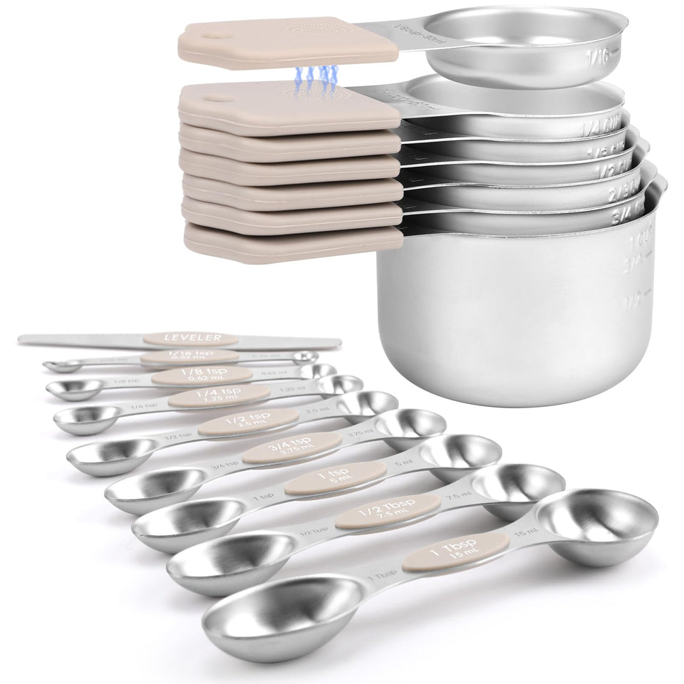 HOUJIP heavy-duty 304 stainless steel measuring cups provide precise dry and liquid measurements.